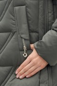 Купить Куртка зимняя женская классическая с капюшоном темно-серого цвета 7671TC, фото 15