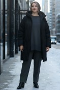 Купить Пальто зимнее утепленное женское большого размера черного цвета 7699Ch, фото 5