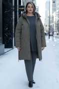 Купить Пальто зимнее утепленное женское большого размера коричневого цвета 7699K, фото 5