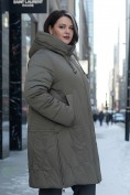 Купить Пальто зимнее утепленное женское большого размера коричневого цвета 7699K, фото 2