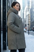 Купить Пальто зимнее утепленное женское большого размера светло-коричневого цвета 7699SK, фото 4