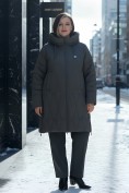 Купить Пальто зимнее утепленное женское большого размера темно-серого цвета 7699TC