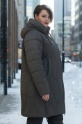 Купить Пальто зимнее утепленное женское большого размера темно-серого цвета 7699TC, фото 4