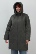 Купить Пальто зимнее утепленное женское большого размера зеленого цвета 7699Z, фото 19