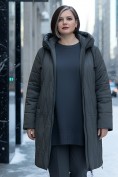 Купить Пальто зимнее утепленное женское большого размера зеленого цвета 7699Z, фото 4