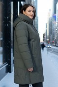 Купить Пальто зимнее утепленное женское большого размера зеленого цвета 7699Z, фото 3