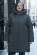 Купить Пальто зимнее утепленное женское большого размера зеленого цвета 7699Z, фото 2