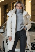 Купить Пальто зимнее утепленное с капюшоном женское бежевого цвета 7700B, фото 2