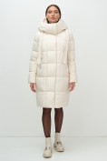 Купить Пальто зимнее утепленное с капюшоном женское бежевого цвета 7700B, фото 10