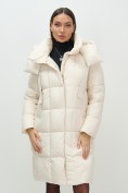 Купить Пальто зимнее утепленное с капюшоном женское бежевого цвета 7700B, фото 13