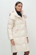 Купить Пальто зимнее утепленное с капюшоном женское бежевого цвета 7700B, фото 14