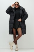 Купить Пальто зимнее утепленное с капюшоном женское черного цвета 7700Ch, фото 6