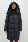 Купить Пальто зимнее утепленное с капюшоном женское черного цвета 7700Ch, фото 16