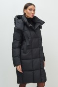 Купить Пальто зимнее утепленное с капюшоном женское черного цвета 7700Ch, фото 18