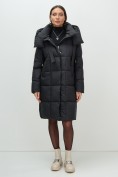Купить Пальто зимнее утепленное с капюшоном женское черного цвета 7700Ch, фото 11
