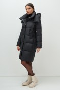 Купить Пальто зимнее утепленное с капюшоном женское черного цвета 7700Ch, фото 12