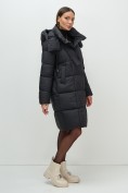 Купить Пальто зимнее утепленное с капюшоном женское черного цвета 7700Ch, фото 13