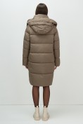 Купить Пальто зимнее утепленное с капюшоном женское коричневого цвета 7700K, фото 21