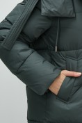 Купить Пальто зимнее утепленное с капюшоном женское темно-серого цвета 7700TC, фото 16