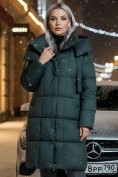 Купить Пальто зимнее утепленное с капюшоном женское темно-серого цвета 7700TC, фото 2