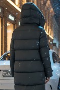 Купить Пальто зимнее утепленное с капюшоном женское темно-серого цвета 7700TC, фото 3