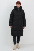 Купить Пальто зимнее утепленное с капюшоном женское черного цвета 7702Ch, фото 6