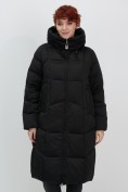 Купить Пальто зимнее утепленное с капюшоном женское черного цвета 7702Ch, фото 15