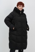 Купить Пальто зимнее утепленное с капюшоном женское черного цвета 7702Ch, фото 16