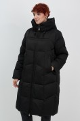 Купить Пальто зимнее утепленное с капюшоном женское черного цвета 7702Ch, фото 17