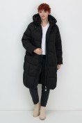 Купить Пальто зимнее утепленное с капюшоном женское черного цвета 7702Ch, фото 19