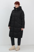 Купить Пальто зимнее утепленное с капюшоном женское черного цвета 7702Ch, фото 8