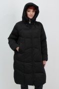 Купить Пальто зимнее утепленное с капюшоном женское черного цвета 7702Ch, фото 10