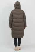 Купить Пальто зимнее утепленное с капюшоном женское коричневого цвета 7702K, фото 10