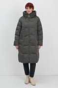 Купить Пальто зимнее утепленное с капюшоном женское зеленого цвета 7702Z, фото 6