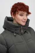 Купить Пальто зимнее утепленное с капюшоном женское зеленого цвета 7702Z, фото 16