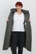 Купить Пальто зимнее утепленное с капюшоном женское зеленого цвета 7702Z, фото 18