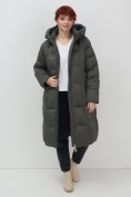 Купить Пальто зимнее утепленное с капюшоном женское зеленого цвета 7702Z, фото 19