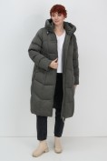 Купить Пальто зимнее утепленное с капюшоном женское зеленого цвета 7702Z, фото 20
