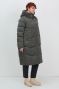 Купить Пальто зимнее утепленное с капюшоном женское зеленого цвета 7702Z, фото 7
