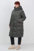 Купить Пальто зимнее утепленное с капюшоном женское зеленого цвета 7702Z, фото 8