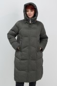 Купить Пальто зимнее утепленное с капюшоном женское зеленого цвета 7702Z, фото 10