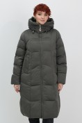 Купить Пальто зимнее утепленное с капюшоном женское зеленого цвета 7702Z, фото 12