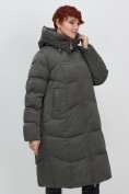 Купить Пальто зимнее утепленное с капюшоном женское зеленого цвета 7702Z, фото 13