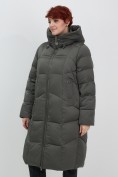 Купить Пальто зимнее утепленное с капюшоном женское зеленого цвета 7702Z, фото 14
