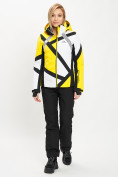 Купить Горнолыжная куртка женская желтого цвета 77031J, фото 4