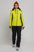 Купить Горнолыжная куртка женская желтого цвета 77033J, фото 4