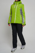 Купить Горнолыжная куртка женская зеленого цвета 77033Z, фото 5