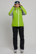Купить Горнолыжная куртка женская зеленого цвета 77033Z, фото 9