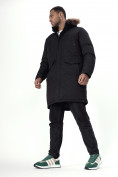 Купить Парка мужская зимняя с мехом черного цвета 7707Ch, фото 14