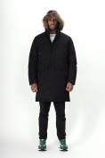 Купить Парка мужская зимняя с мехом черного цвета 7707Ch, фото 17